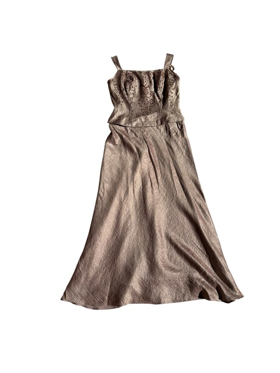 Km Collections Dresses & Skirts - Metallic Bronze Maxi Dress with Spaghetti Straps Size 8